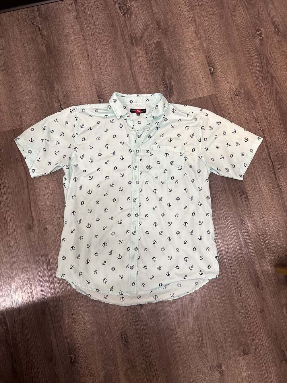 Alberto Valenti Men's XL Short Sleeve Nautical Anchor Print Button Down Shirt - Picture 2 of 10